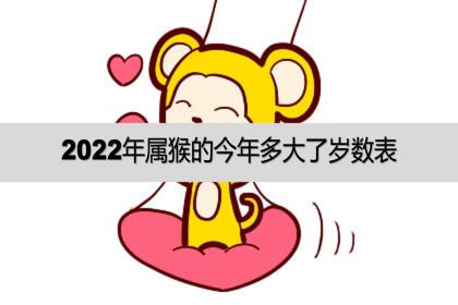022年属猴的今年多大了岁数表,属猴的年龄表2020年多大"